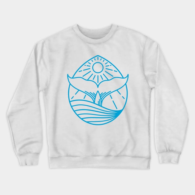 Blue Whale Tail Line Art Crewneck Sweatshirt by Alundrart